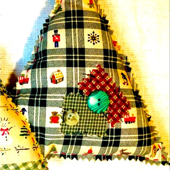VINTAGE CHRISTMAS TREE PILLOW SNOWMAN FARMHOUSE HOLIDAY DECOR 17” PRIMITIVE 1980 - Picture 6 of 7